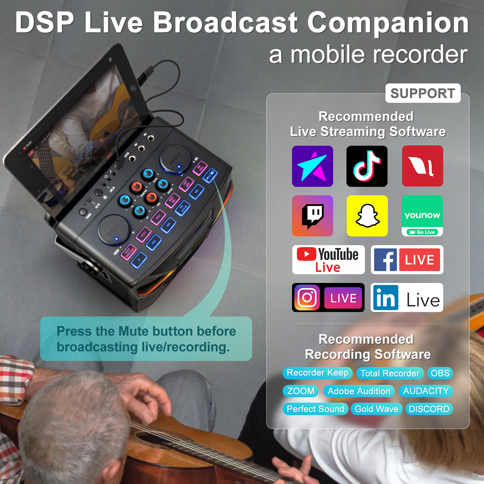 GPSK-1 DSP Portable Karaoke Machine for Live Streaming - 