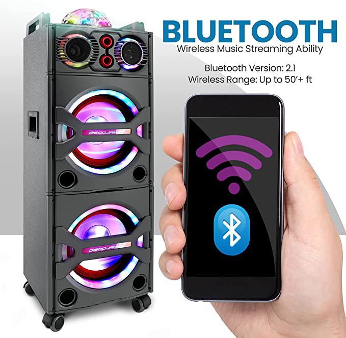 Bluetooth PA Loudspeaker Karaoke Entertainment System, Wireless Mic. - 