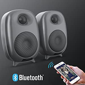 Bookshelf speakers, Bluetooth 5.0 and wired optical RCA input ports, bass and treble tunable. - Bluetooth 5.0 Transmission
