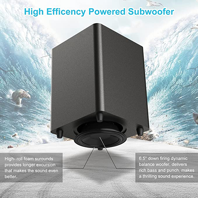Home Theater Deep Bass Subwoofer,Easy Setup with Home Theater System, TV, Receiver, Speakers. - 