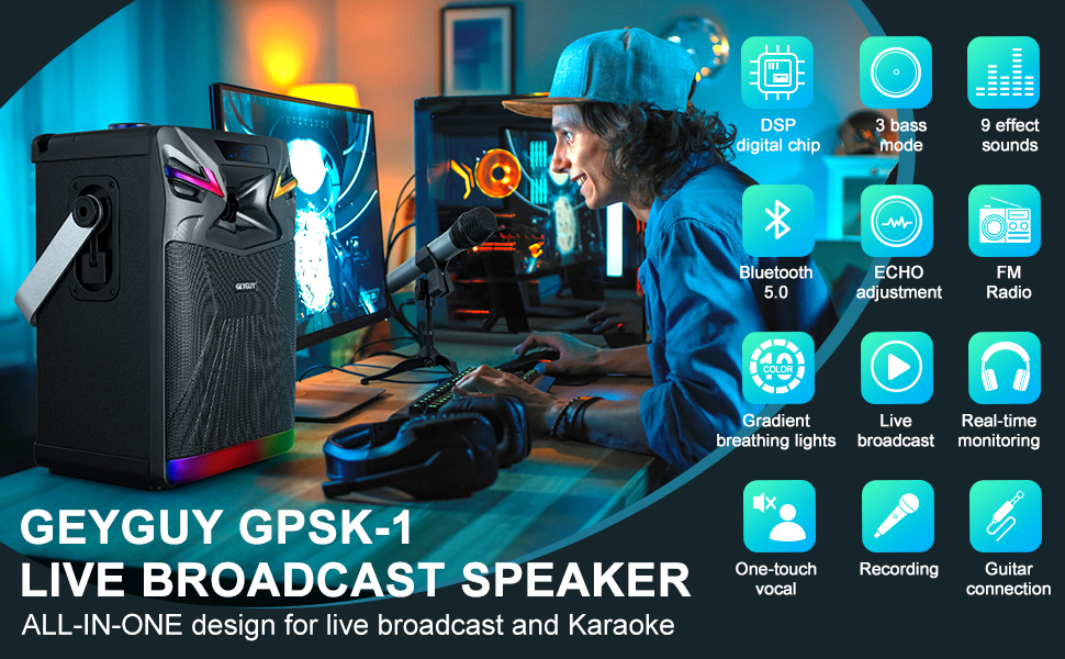GPSK-1 DSP Portable Karaoke Machine for Live Streaming - 